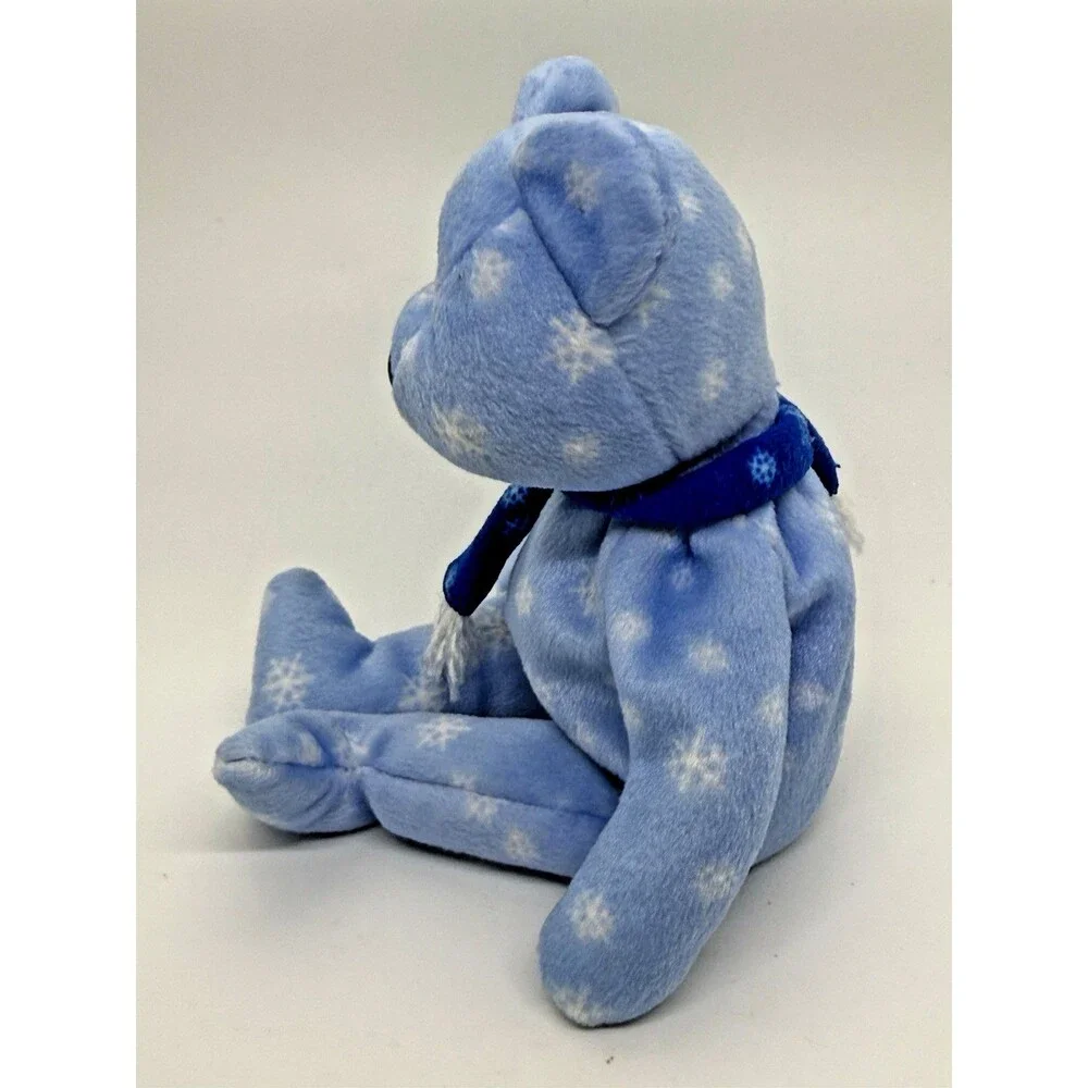 TY Beanie Baby Holiday Teddy 1999 Ice Blue Snowflake Bear Rare No Tags Plush